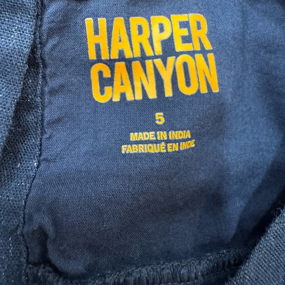Harper Canyon Kids Navy Cotton Dress with silver glitter thread and bow size 5 - Picture 3 of 4